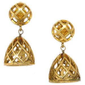 Chanel Gold Birdcage Dangle Earrings Clip-On 173110